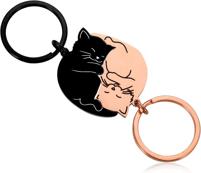 Vanlovemac Valentines Day Gifts for Her Him Cute Keychain for Boyfriend Girlfriend Best Friend Matching Couple Stuff for Wife Husband Cat Lover Fiancée National Girlfriends Day Gifts Boo Basket Stuffers - Image 1